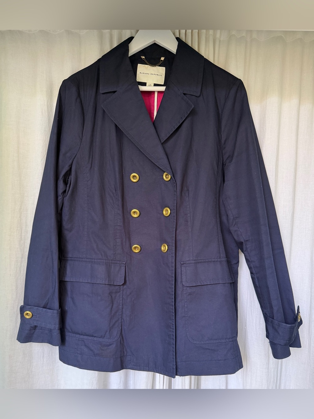 Banana Republic Navy Double-Breasted Jacket with Gold Buttons